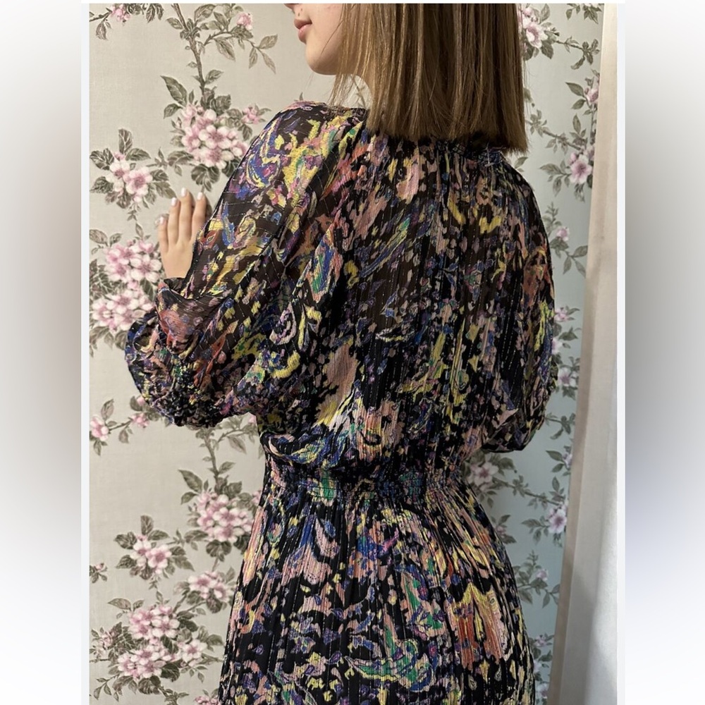 IRO Paris Ramona floral chiffon ruffled shift mini dress